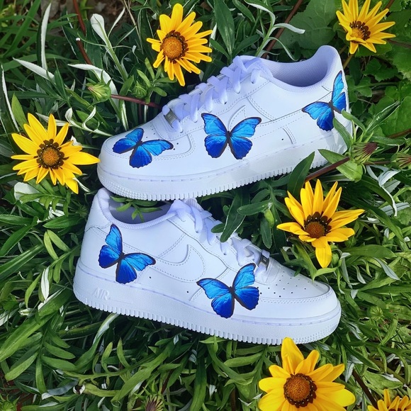 Nike | Shoes | Custom Blue Butterfly Nike Af | Poshmark